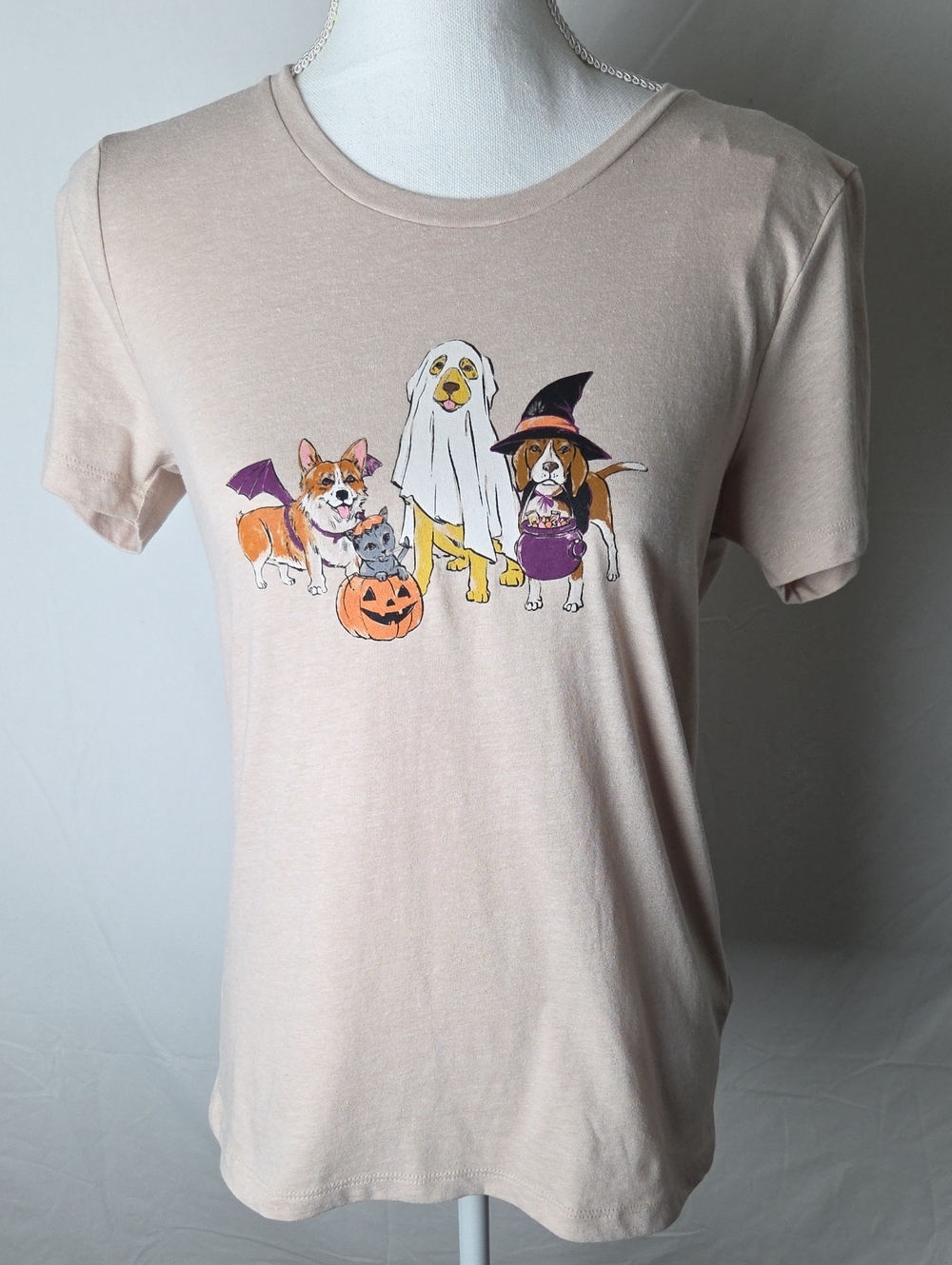 NWT J. Crew Dog Halloween Graphic Tee Cream Cotton Poly Festive Size Small